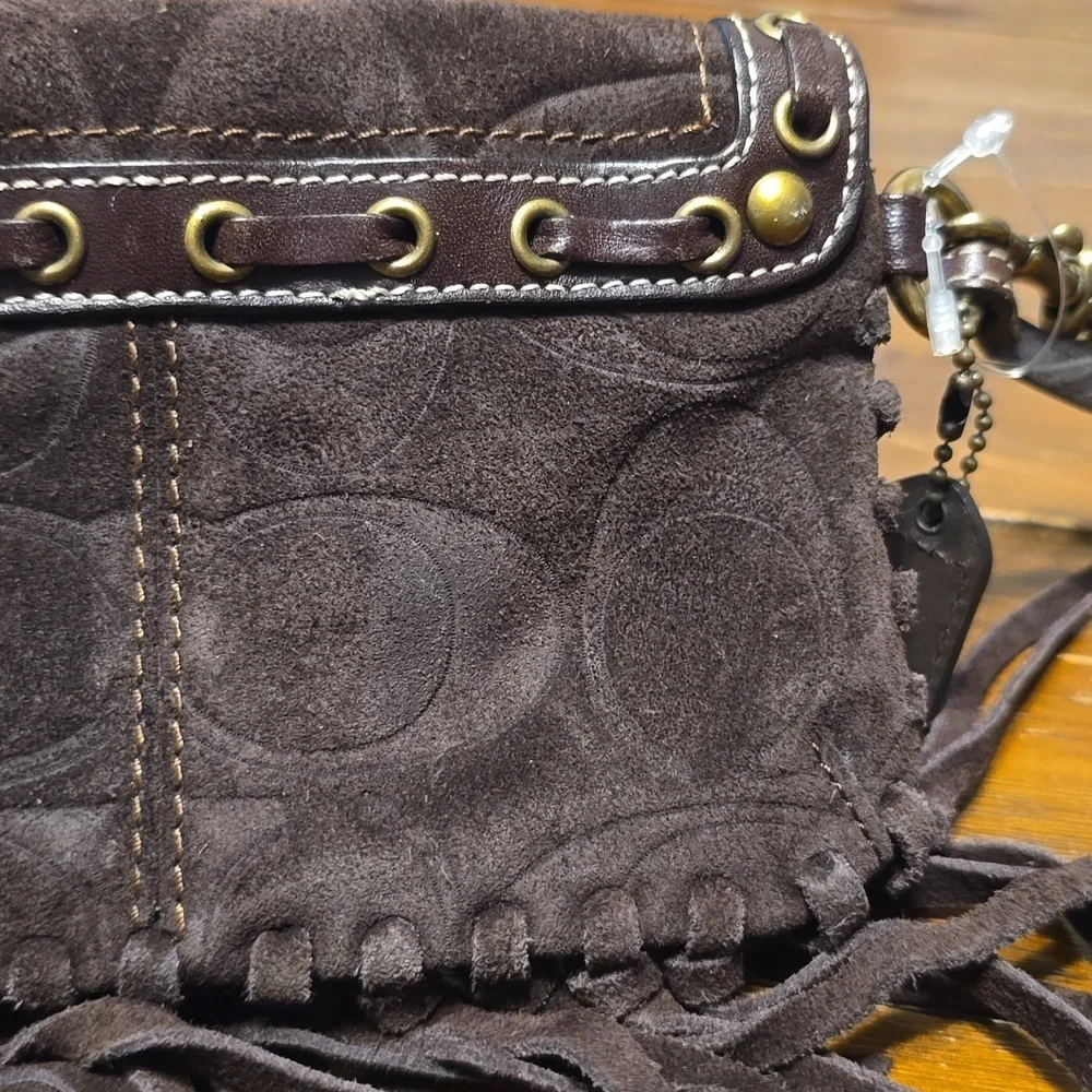 COACH Dark Brown Fringe Wristlet!Beautiful!!! - Picture 9 of 14